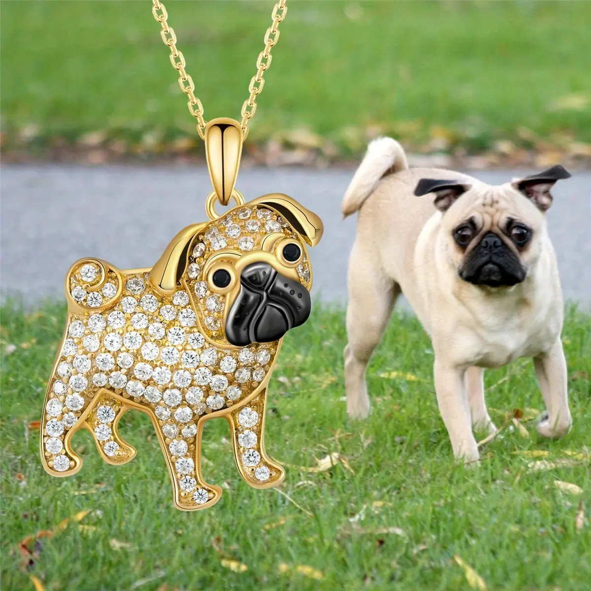 Exquisite Elegant Adorable Pug Dog Alloy Pendant Necklace For Women Girls, Delicate Cute Puppy Charm Jewelry Gift For Dog Lovers, Birthday Valentine'S Day