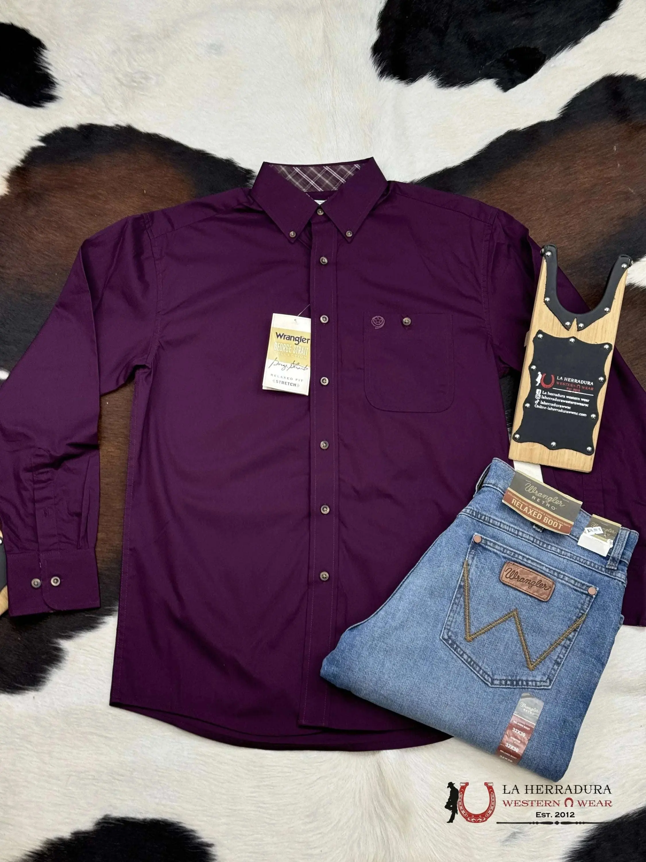 WRANGLER GEORGE STRAIT RELAXED FIT PURPLE LONG SLEEVE 112356611