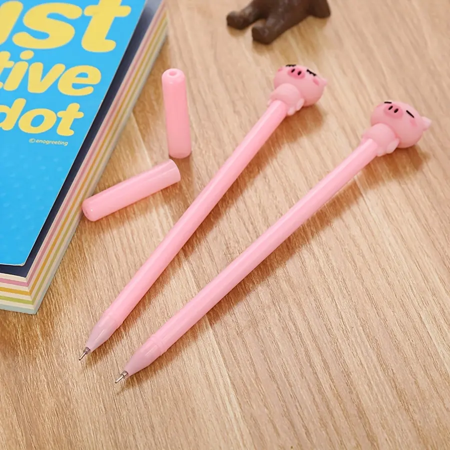 Random 6/12Pcs creative stationery pink pig shape gel pen, Cute Pens, suitable for study and office signature Funny Teacher Pens
