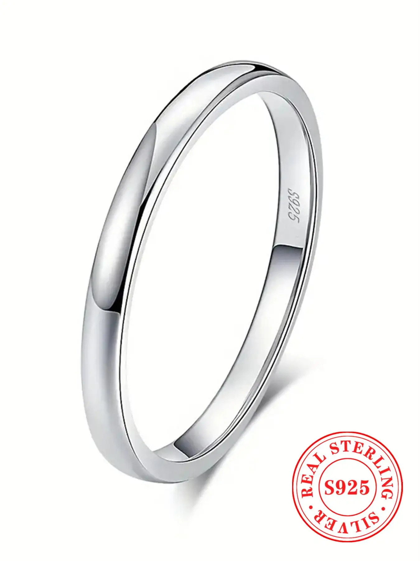 925 Sterling Silver Simple Plain Ring, Wedding Engagement Anniversary Party Jewelry Gift, Classic Fashion Accessories for Women