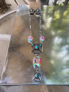Aztec rhinestone necklace set