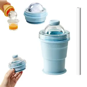 All-In-One Ice Ball Maker & Drinking Bottle, Create Perfect Ice Spheres, Transform Into Large-Capacity Water Bottle with Straw