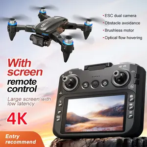 D5 Drone with 4K Dual Camera, Foldable Brushless RC Quadcopter with Obstacle Avoidance, Optical Flow Hover, Screen Remote Control, FPV Drone for Beginners