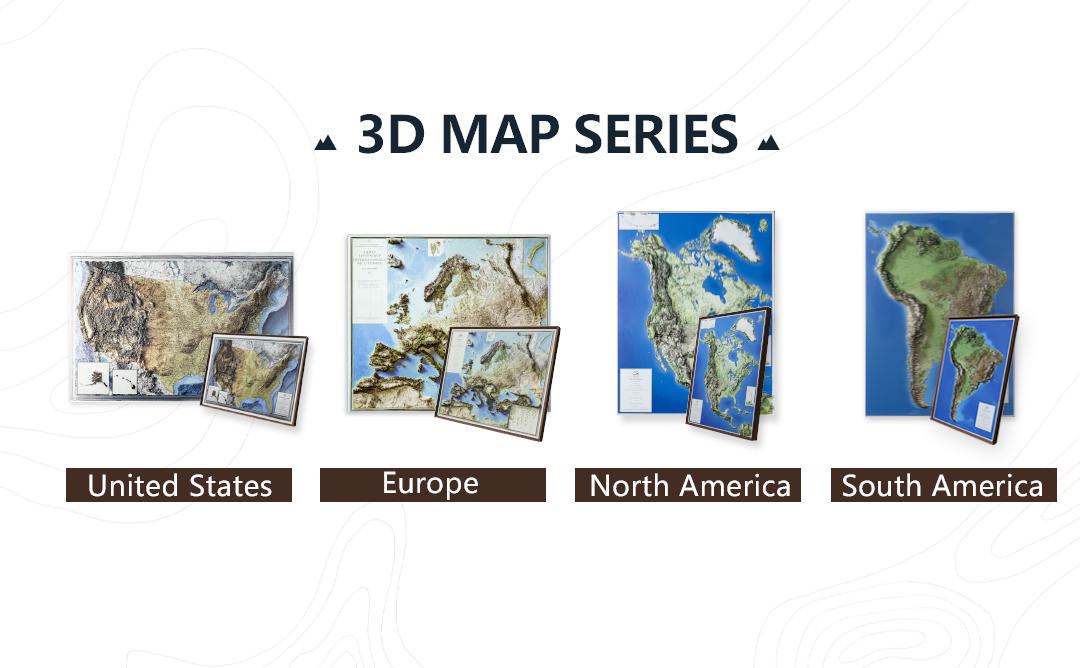 USA 3D Frameless Map Large