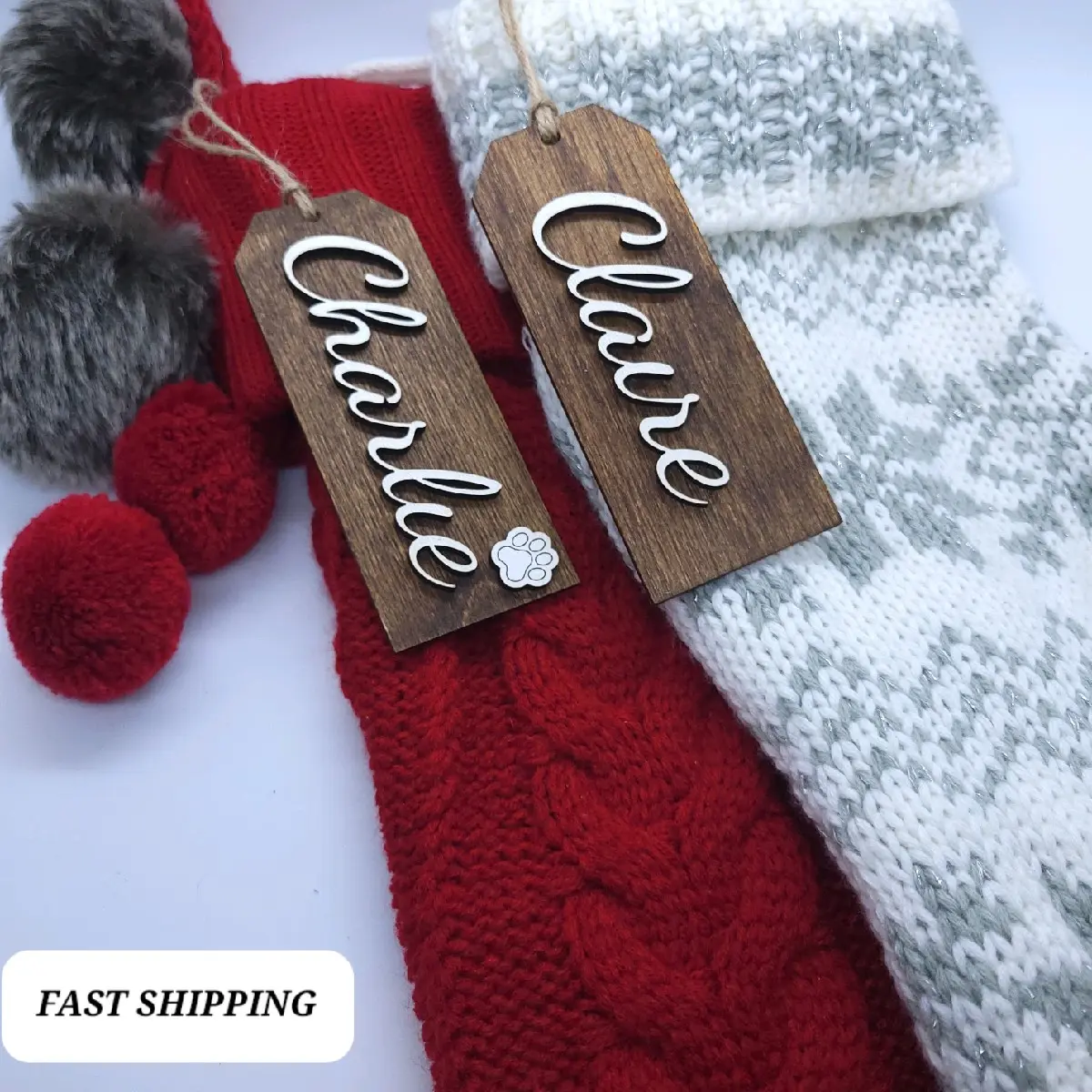Personalized Wood 3D Name Stocking Tags for Christmas Gift Tree Decor Pet Farmhouse Idea tree magic christmas tree holiday