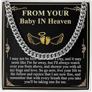 Meaningful Jewelry Gift First Fathers Day Gift from Baby in Heaven, Loss of Child Fathers Day Gift, Pregnancy Loss, Miscarriage Father's Day Chain Necklace with Messege Card.b3.