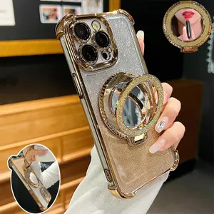 Luxury Glitter Phone Case Casing with Ring Holder, Magnetic Cellphone Smartphone Protective Cover, Protector, All-inclusive Phone Cases for iPhone 11 12 13 14 15, Phone Accessories