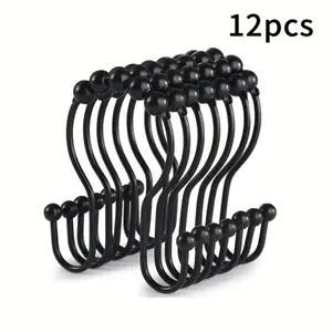 Shower Curtain Hook Set, Durable Anti-Rust Rings, Smooth Sliding Design, Easy Installation, Ideal Bathroom Accessories, Modern Bathroom Decor, Decorative Shower Curtain Hooks