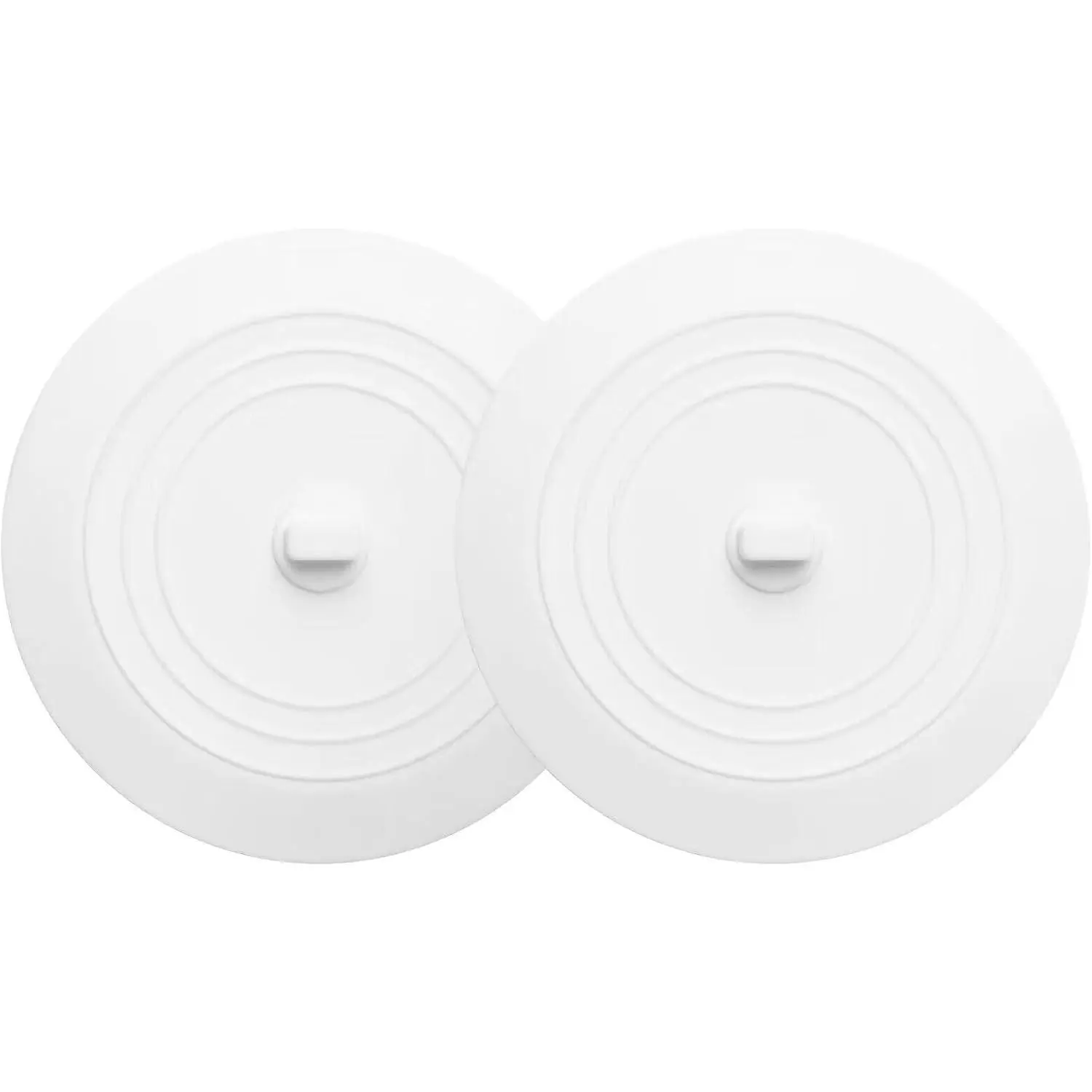 White Bathtub Drain Stopper - 2 Count 5" Universal Flat Suction Shower Kitchen Cover Durable Synthetic Material Modern Style Hair Water Shower Stopper