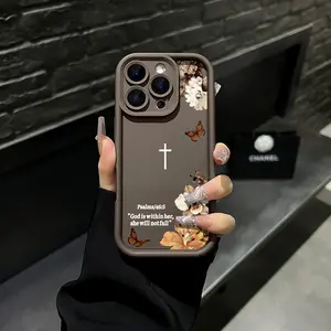 Psalm 46:5 Butterfly Flower Cross iPhone Case for 17 Pro Max 16 15 Plus 14 13 12 Full Camera Protection Shockproof Durable Bible Verse Christian Case Suitable for All People All Religions All Faiths