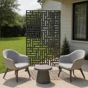 360 Stand Modern Interior Design Furniture, 79x47in Translucent 3-Panel Free-Standing Indoor Room Divider with Black Metal Frame (Model 562875), Home Accessory