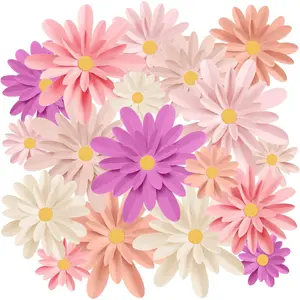 18 Pcs Paper Flowers Decorations for Wall DIY Flower Bulletin Board 3D Fiesta Paper Floral Backdrop Decoration for Photo Backdrop Classroom Back to School Party(Pink Red Series)