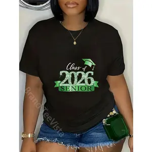 100% Cotton Proud Senior Of 2026 I Final Year Black Green Decor Item T-Shirt