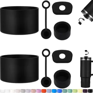 8 Piece Accessories for Stanley Cup, Silicone Spill Proof Stopper Set and Protective Boot Including Straw Cover Cap for Stanley H2.0 20oz 30oz 40oz Tumbler, Black