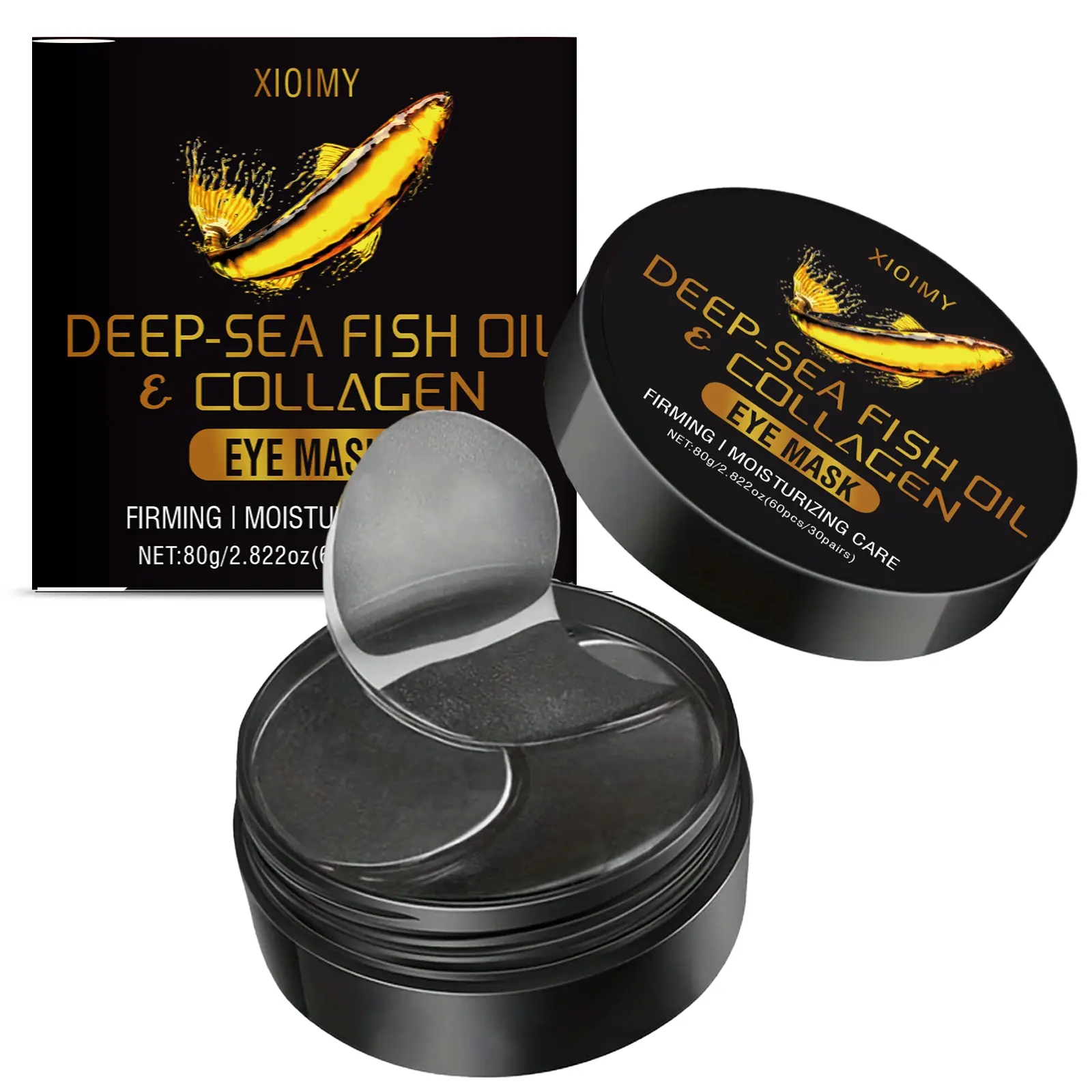 Deep Sea Fish Oil Eye Mask, Hyaluronic Acid, Strong Hydration & Deep Moisturizing, Reduces Fine Lines, Anti-Dryness & Dark Circles, Collagen Eye Care