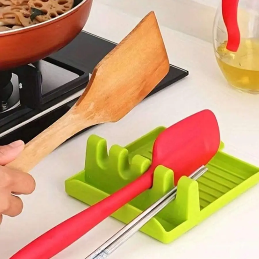 Multifunctional Silicone Spoon & Spatula Rest, Cutlery Holder, Practical Kitchen Tool Organizer, Durable & Space-Saving Design, Ideal for Home Use