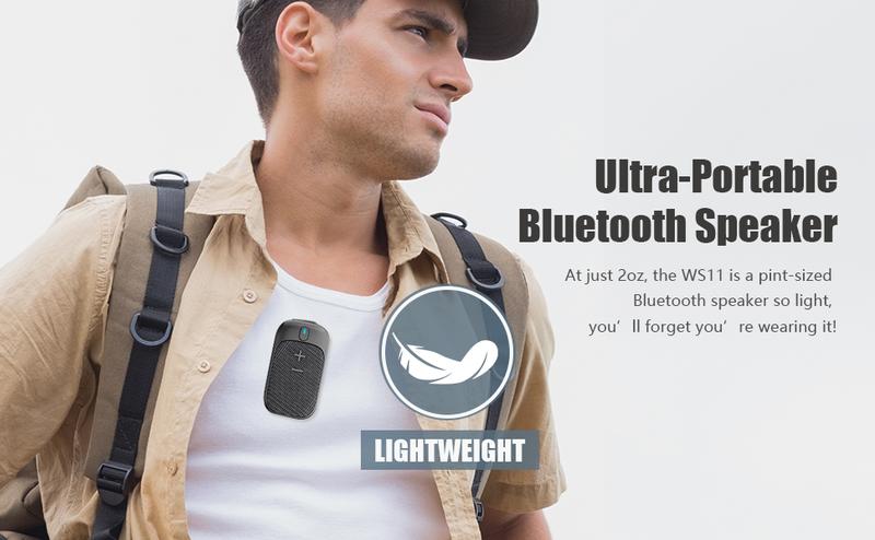 Wearable Bluetooth Speaker with IPX5 Waterproof, Magnetic Clip-on Outdoor Portable Bluetooth Speakers, Built-in Mic for Hands-Free Music and Calls Wearable Bluetooth Speaker with IPX5 Waterproof, Magnetic Clip-on Outdoor Portable Bluetooth Speakers, Built-in Mic for Hands-Free Music and Calls
