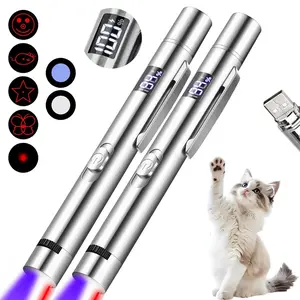 7-In-1 Digital Pet Multi-Functional Laser Cat Toy, USB Rechargeable, 5 Adjustable Modes, Dot Chasing Light, Indoor Dog Cat Toys