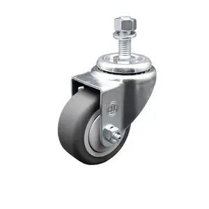 Service Caster SCC-TS20S314-TPRB-M1215 Thermoplastic Rubber Swivel Threaded Stem Caster - 3 x 1.25 in. Gray Wheel & 12 mm Metric Stem - 210 lbs Capacity per Caster