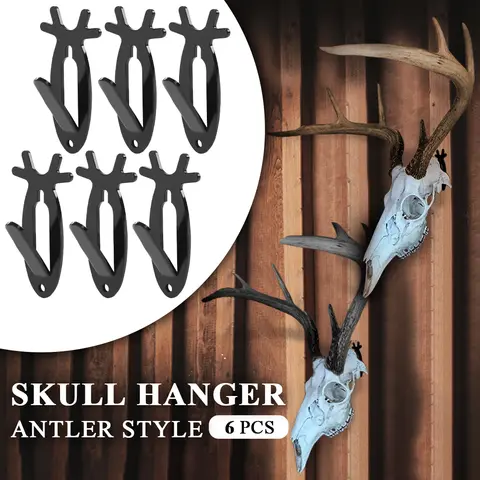 CROSSDESIGN 1-6Pcs Durable Heavy-Duty Steel European Skull Antler-Style Wall Mounted Hook Bracket, Excellent Quality Hardware Home Organizer with 20lbs Max Load, Hanging Storage for Living Room