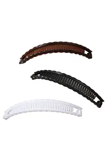 3-piece set of women's plastic hair clips, fish-shaped banana clips, suitable for ponytails, featuring a safe multi-prong design, simple and fashionable classic color scheme, and versatile style