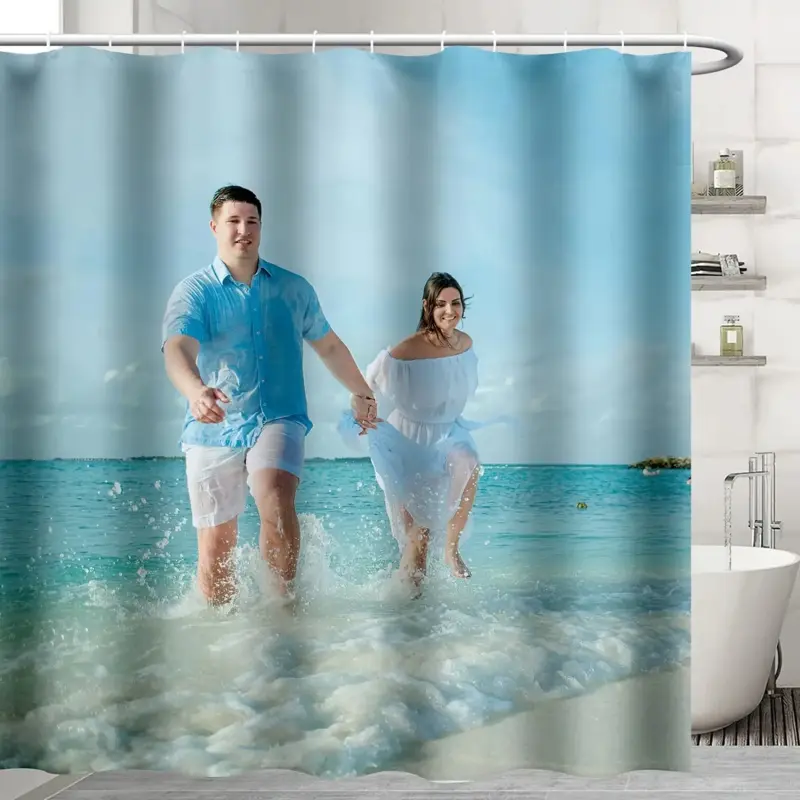 Personalized Halloween Ghost Golden Cube Photo Print Shower Curtain - Elegant Master Bathroom Decor, All Seasons Waterproof Polyester, Twill Weave, Machine Washable, No-Drill Easy Installation, Includes 12 Hooks, Fashionable Bath Accessory