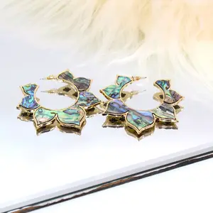 Abalone Shell Open Hoops