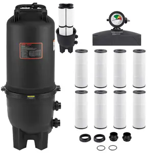 VEVOR Pool Cartridge Filter, 725 sq.ft², Swimming Pool Filter System 9510 - 21207 GPH, Large Spa Filtration Cleaning System with 2 in Outlet Fitting for In-Ground & Above Pools up to 317006 Gallons