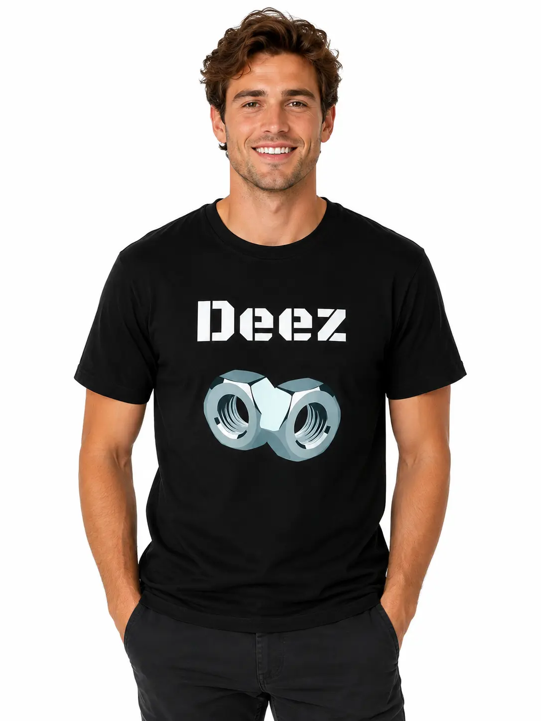 Deez Nut Graphic T-Shirt, Black Funny Meme Tee for Men Women, Unisex Oversized Streetwear Shirt, Casual Humor Outfit