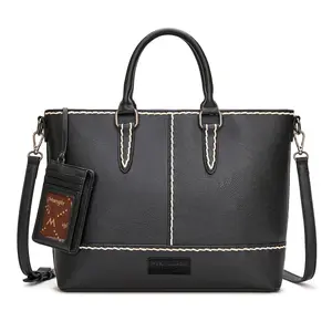 Wrangler Tote Bags for Women 2PCS Purses Set Top Handle bag with Credit Card Holder Large Handle Laptop Bag  Classic Handbag