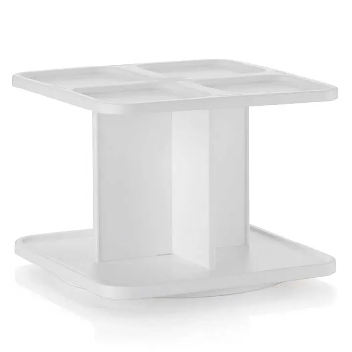 Tupperware Plastic Spice Carousel - Compact Kitchen Countertop Rotating Rack Accessory with Spin-to-Any-Spice Base, Shaker Tool, Reusable Square Containers for Fits Large & Small Seasonings, Modern Design