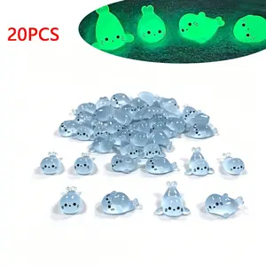 20PCS Cute Luminous Mini Seal Figures, Glow-in-the-Dark Tiny Sea Animal Resin Ornaments, Garden Sculptures for Garden, Aquarium, Desk Decor, DIY Crafts & Hide Game