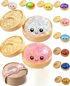 Giant Squishies Dumpling Bun Toy, Slow Rising Glitter Dumpling Stress Ball, Stress Relief Fidget Toy for Home Office Travel toys