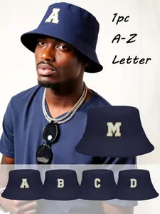 26 Letter Fisherman Hats, Simple Solid Color Slimming Bucket Hat, Breathable Lightweight Casual Daily Wear, All Seasons, Outdoor Bucket Hat, Custom Initials Hat, High Quality Hat