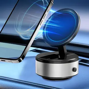 Vacuum Suction Magnetic Car Phone Mount, 360° Rotatable Foldable Stand, Strong Adhesion Dashboard Holder for Tesla, iPhone, Samsung