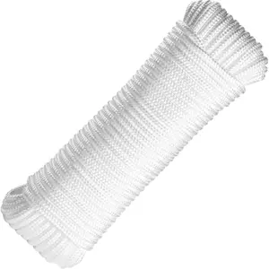 Nylon Rope, Paracord 550 Works Well for Camping Hiking Utility, Good for Clothesline, Tie, Pull, Swing and More - 1/4 Inch by 80 Ft. White