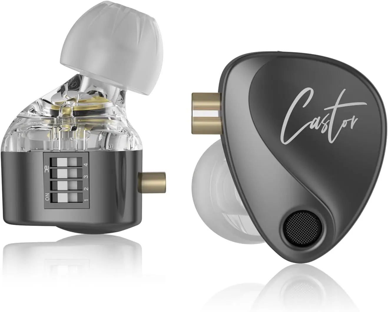 KZ Castor Dual Drivers In-Ear Monitor Headphones - 3.5mm Jack Plug, Profile Tuning, Noise-Isolating Soft Silicone Seal Eartips, Bass Bloom, Wired Bluetooth-Free, Non-Water-Resistant, for Game Console, Multi-Device Tablet-Compatible Audio Black