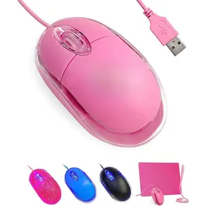 P-MUW06    Pink Mouse,Computer Mouse,with 1.5m Pink USB Cable - Compatible with Windows, Linux, Mac, Laptop, PC & Desktop - Ideal for Office, Home, Business, School, Kids & Women