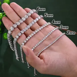 Classic 2-6.5mm Full Moissanite Diamond Necklace Bracelet For Men & Women 925 Sterling Silver Gold Men's Moissanite Tennis Chain