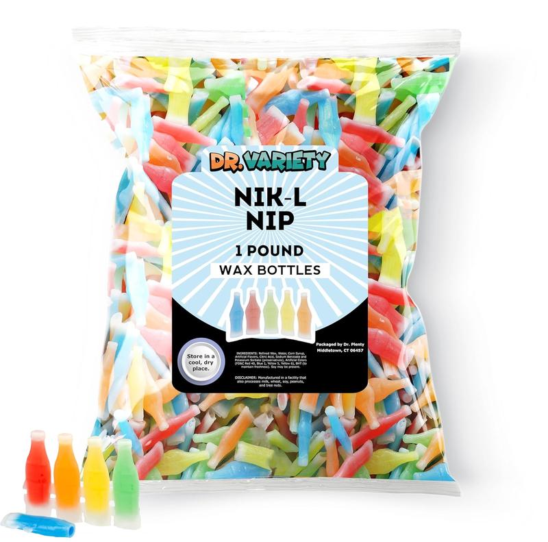 Nik L Nips Wax Bottle Candy Drinks 1LB Bulk Candy - Nostalgic 90s Candy by Dr. Variety