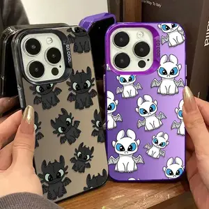 Cute Cartoon Toothless Couple Plating Phone Case For iPhone 17 16 15 14 13 12 11 Pro Max Plus Air - Top Cartoon Fan Super cute Phone Case Cover as Perfect Gift Get Ready for Halloween