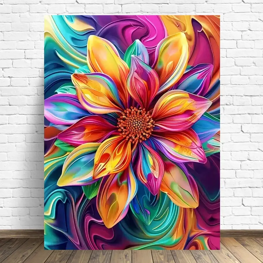 Diamond Painting Flower Colorful DIY Kit Pattern For Adults Beginners Drawing Canvas Picture For Living Room Home Decor