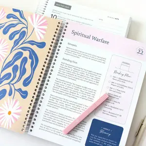 Women's Spiral Bible with 52-Week Reading Plan & Daily Bible Study Guide - Pastel Pink & Blue Floral design, Elegant binding, Monthly themes, Daily devotionals, Prayer journal - Christian Spiritual Growth Bible for Women,