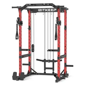 RitKeep Power Cage M10 for Home Weight Training, Power Rack with Pulley System, Multi-Function Workout Machine with Adjustable Cable Crossover System, and More Training Attachments