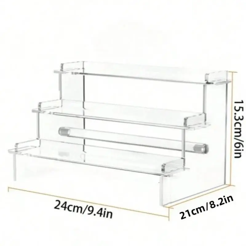 Clear Acrylic Trapezoidal Display Stand, Multi-Layer Cosmetic Organizer, Perfume Storage Rack Desktop Showcase for Collectibles & Vanity Decor Boxes Figures