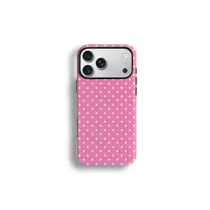 1PC 2-in-1 Hot Pink White Polka Dots Phone Case - Retro Dotted Design, Compatible with iPhone 17 Pro Max Cases Girls | 16 15 14 13 12 11 X Air & Samsung Galaxy Series, Military-Grade Shockproof Protection | Protective Cellphone.