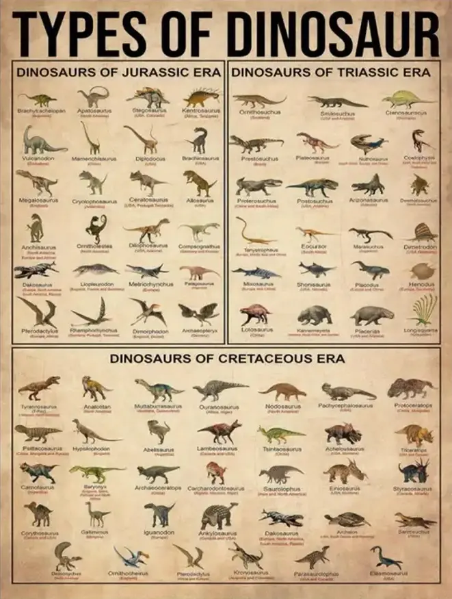 Historical & Nature Poster Set – Declaration of Independence, Dinosaur, Shark, Spider, and Animal Tracks. Vintage Educational Wall Art Prints. Each poster is printed on premium kraft paper for a timeless, antique look.