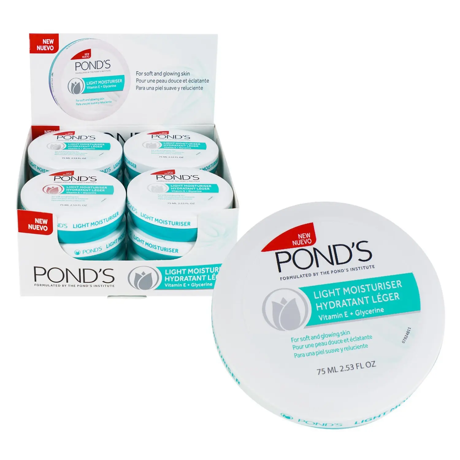 Ponds Light Moisturizer Vitamin E + Glycerine 2.53 oz/75 ml 6 Pack!
