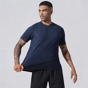Men's Plain Raglan Sleeve Sports T-shirt Breathable Quick-Drying Round Neck Tee for Comfort Workouts Running Gym Outdoor Activities