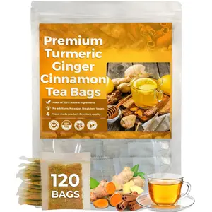 Turmeric Ginger Cinnamon Herbal Tea Bags,100% Natural Handcrafted Mix with Cinnamon , Ginger, and Turmeric - No Sugar, No Caffeine, No Gluten, Vegan (120pcs)
